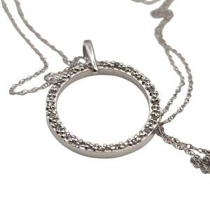 10k Diamonds White Gold Hoop Pendant & Necklace 18"